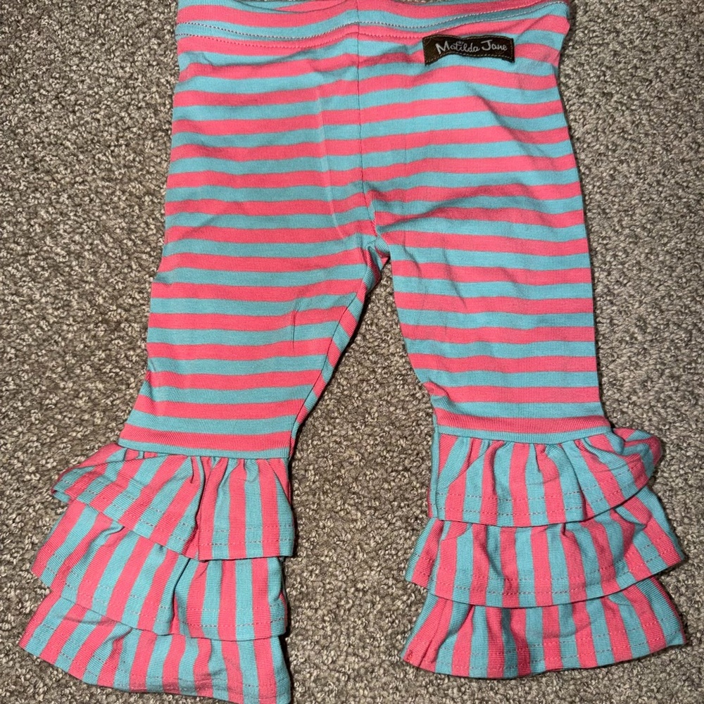 Matilda Jane Coral and Teal Ruffle Pants